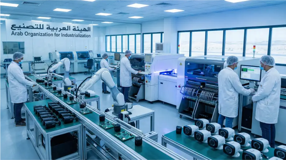 Arab Organization for Industrialization factory producing Egyptian surveillance cameras - modern SMT production lines