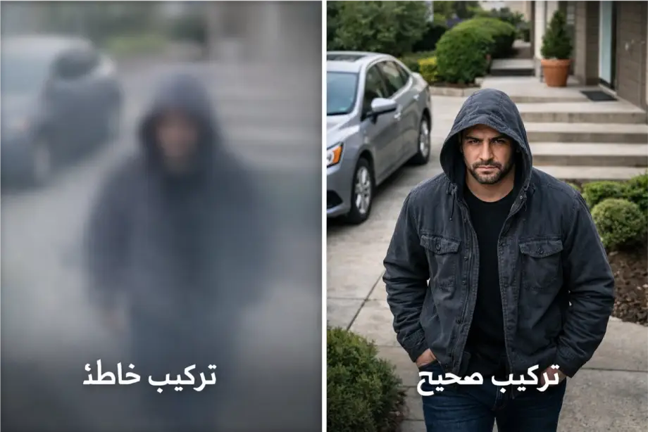 Difference between correct and incorrect security camera installation quality