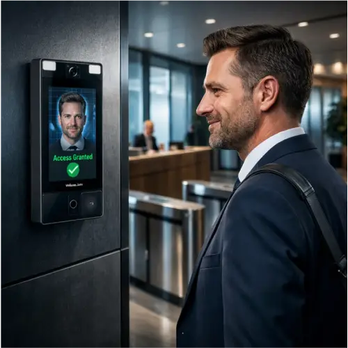 نظام التعرف على الوجه المتطور من أنظمة التحكم في الدخول Hikvision في بيئة عمل عصرية